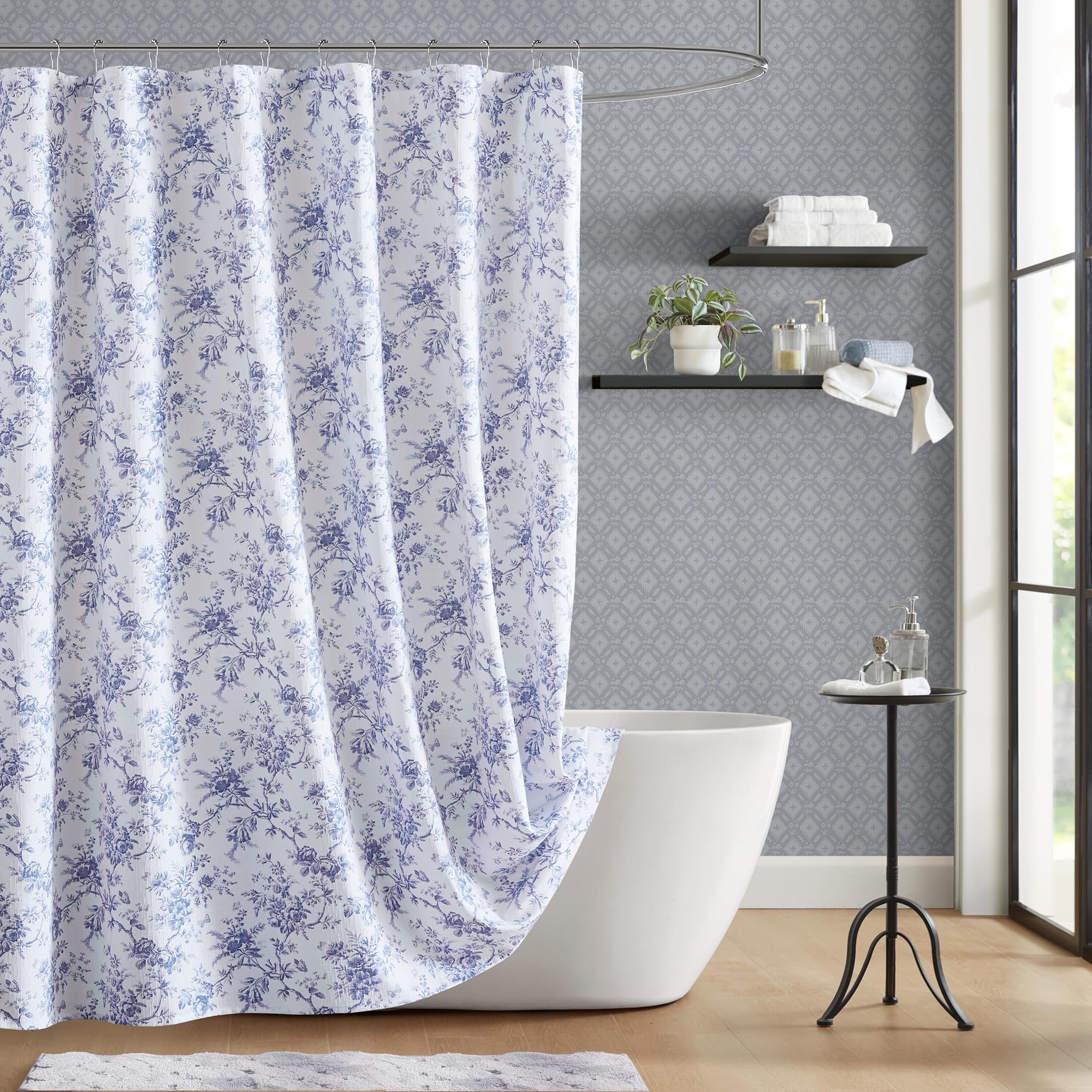 Amazon.com: Laura Ashley Walled Garden Shower Curtain for Bathroom